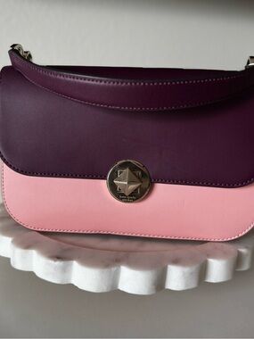 kate spade Two-Tone Plum and Pink Leather Shoulder Bag